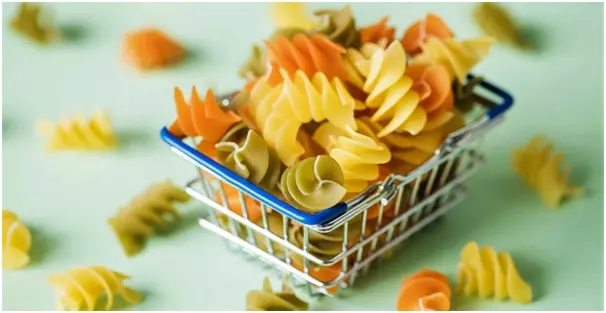 Pasta in a tiny shopping basket illustrating our example case study based on an Italian pasta company